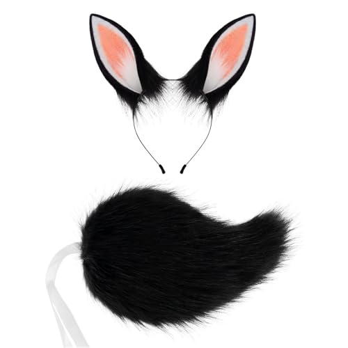 Limtula Kaninchen Kostüm Set Plüsch Tierisches Ohrhaarband Tierschwanz Halloween Tierkostümzubehör Für Girl Cosplay Limtula Kaninchen Kostüm Set Plüsch Tierisches Ohrhaarband Tierschwanz Halloween Tierkostümzubehör Für Girl Cosplay von Limtula