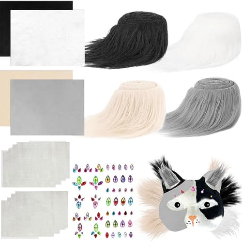 Limtula Katzen Füchse Maske Mit Pelzen Augennetzaufkleber Therianer Verkleiden Maske Um Tiermask Arts Craft Kits Kostümmaske Zu Malen von Limtula