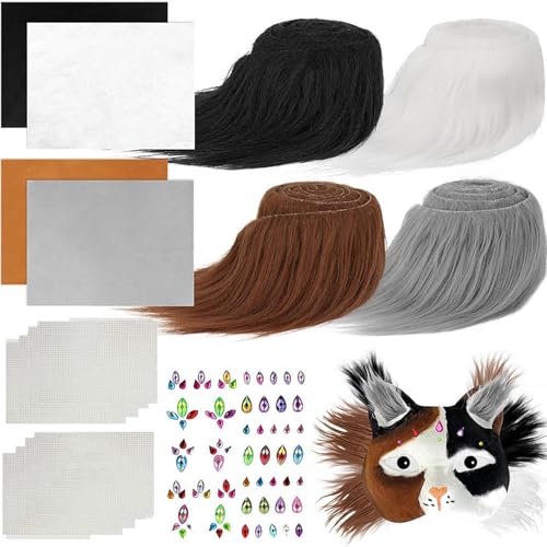 Limtula Katzen Füchse Maske Mit Pelzen Augennetzaufkleber Therianer Verkleiden Maske Um Tiermask Arts Craft Kits Kostümmaske Zu Malen von Limtula