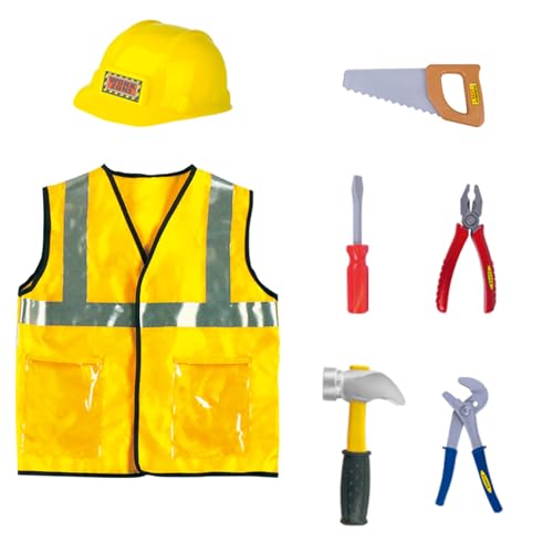 Limtula Kinderbuilder Arbeiter Outfit Mit Rollenspielwerkzeugfeuerwehrmann Kostüm Mit Feuerwehrspielzeugzubehör Für Jungenmädchen Von 3 Bis 12 Jahren Limtula Kinderbuilder Arbeiter Outfit Mit Rollenspielwerkzeugfeuerwehrmann Kostüm Mit Feuerwehrspielzeugzubehör Für Jungenmädchen Von 3 Bis 12 Jahren von Limtula