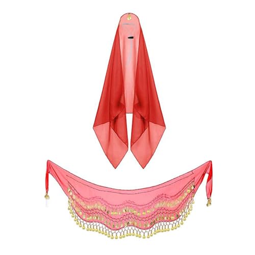 Limtula -Kostüm-Zubehör für Damen, Bauchtanz-Outfits, Kopftuch mit Münze, Hüftschal, Kostüm, Bauchtanz-Outfits für Frauen Limtula -Kostüm-Zubehör für Damen, Bauchtanz-Outfits, Kopftuch mit Münze, Hüftschal, Kostüm, Bauchtanz-Outfits für Frauen von Limtula