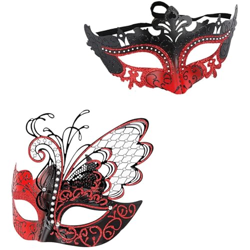 Limtula Maskenmasken-Set für Damen und Herren, Halloween, Schmetterling-Augenmaske, halbes Gesicht, Maskerade, Augenmaske, 2 Stück Limtula Maskenmasken-Set für Damen und Herren, Halloween, Schmetterling-Augenmaske, halbes Gesicht, Maskerade, Augenmaske, 2 Stück von Limtula