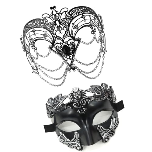 Limtula Paar-Maskerade, Metallkette, Maskerade, halbes Gesicht, Maskerade, Kostüm-Zubehör für Damen und Herren, Cosplay von Limtula