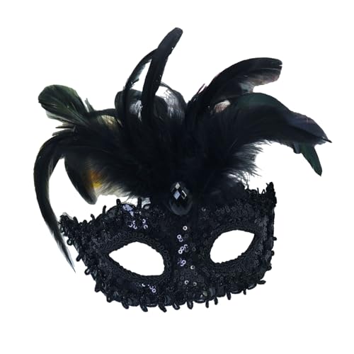 Limtula Pailletten Dekoration Maskerade Maske Federmaske Halloween Cosplay Party Augenmaske Für Frauen Maskerade Halloween von Limtula