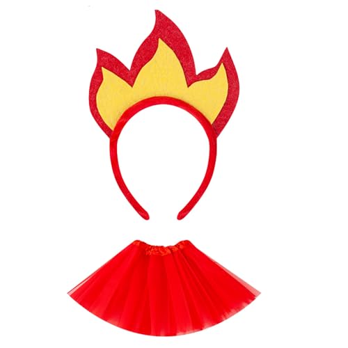 Limtula Realistische Flammenform, Haarband, Tüllrock für Halloween, Konzerte, Partys, Rollenspiele und Festivals, Veranstaltungen, Verkleidungszubehör, Halloween-Party-Kopfbedeckung von Limtula