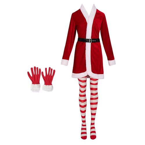 Limtula Santa Kostüm Set Velvets Kleid Mit Gürtel Frauen Gestreifte Strumpfhosen Handschuhe Gürtel Set Cosplay Santa Anzug Weihnachtsfeier Kleidung Limtula Santa Kostüm Set Velvets Kleid Mit Gürtel Frauen Gestreifte Strumpfhosen Handschuhe Gürtel Set Cosplay Santa Anzug Weihnachtsfeier Kleidung von Limtula