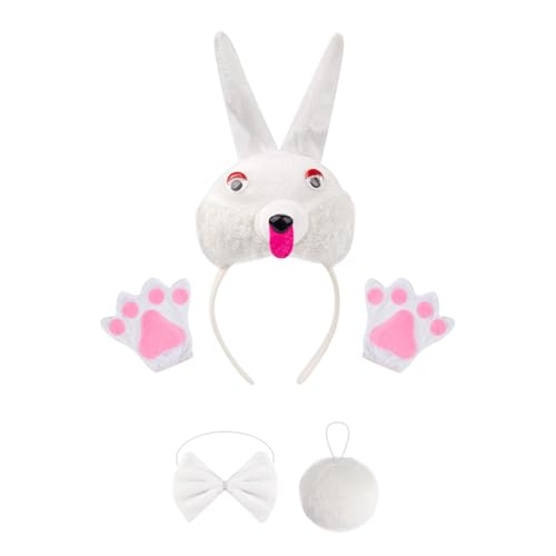 Limtula Tier-Hasen-Kostüm, Zubehör, Hasenohren, Stirnband, Schwanz, Fliege, Handschuhe, Tutus, Kinder, Halloween, Cosplay, Party-Requisiten Limtula Tier-Hasen-Kostüm, Zubehör, Hasenohren, Stirnband, Schwanz, Fliege, Handschuhe, Tutus, Kinder, Halloween, Cosplay, Party-Requisiten von Limtula