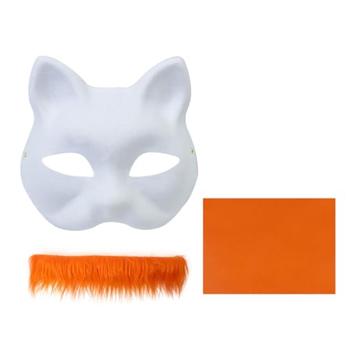 Limtula Unbemaltte Füchse Maske Halloween Cosplay Maske Handbemalte Katzen Maske Mit Pelzen Anime Cosplay Animal Set Limtula Unbemaltte Füchse Maske Halloween Cosplay Maske Handbemalte Katzen Maske Mit Pelzen Anime Cosplay Animal Set von Limtula