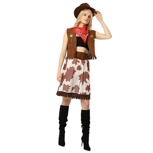 Limtula Western Cow Boy/Cowgirl Kostüm Kurzrockhose Bandana Weste Halloween Kostümzubehör Western Outfits Limtula Western Cow Boy/Cowgirl Kostüm Kurzrockhose Bandana Weste Halloween Kostümzubehör Western Outfits von Limtula