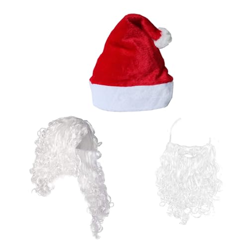 Nikolausmütze, Weihnachtsmannhaar, Weihnachtsmann-Bart, Weihnachtsmann-Kostüm, Dekoration, Weihnachtskostüm, Zubehör für Weihnachten, Geburtstag, Hochzeit Nikolausmütze, Weihnachtsmannhaar, Weihnachtsmann-Bart, Weihnachtsmann-Kostüm, Dekoration, Weihnachtskostüm, Zubehör für Weihnachten, Geburtstag, Hochzeit von Limtula