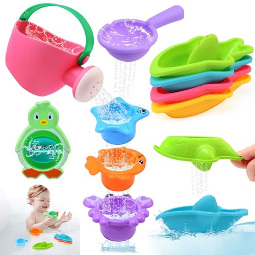 LinStyle Badewannenspielzeug ab 1 2 3 4 Jahre, Badespielzeug Baby ab 1 Jahr, 10 Stück Schimmelfreies Wasserspielzeug Kinder, Badewannen Spielzeug Kinder, Geschenk für Jungen Mädchen Geburtstag von LinStyle