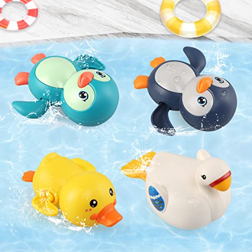 LinStyle Baby Badespielzeug, 4 Pack Badewannenspielzeug, Wasserspielzeug Baby Bade Bad Schwimmen Badewanne Pool Spielzeug Uhrwerk Schwimmbad Spielzeug, Geschenke für Kinder Jungen und Mädchen von LinStyle