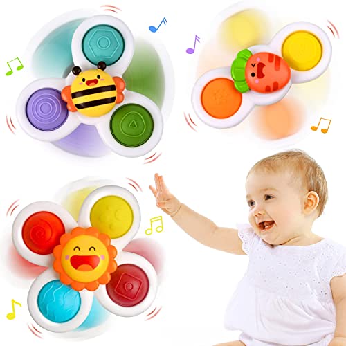 LinStyle Saugnapf Spielzeug Baby, Silikon Badewannenspielzeug, 3 Stück Baby Buntes Spielzeug,nti-Angst Spiele Sensorik für Kinder, Jungen und Mädchen ab 18 Monaten von LinStyle