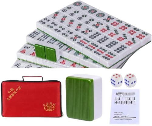 LinaLife Chinesisches Mahjong-Spielset, klassisch mit über 146 grünen Steinen, Windanzeiger-Würfel, professionell, 4,1 cm, 40 mm, Mahjong-Fliesen, Melamin-Instraction, komplettes Majiang mit LinaLife Chinesisches Mahjong-Spielset, klassisch mit über 146 grünen Steinen, Windanzeiger-Würfel, professionell, 4,1 cm, 40 mm, Mahjong-Fliesen, Melamin-Instraction, komplettes Majiang mit von LinaLife