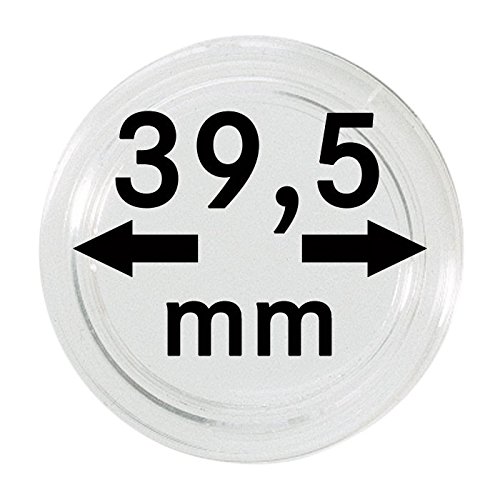 Münzenkapseln 39,5 mm (10 Stück) [Lindner 2250395] hochwertiges Polystyrol mit extrem kratzfester Oberfläche, Innen-Durchmesser: 39,5 mm von Lindner Original