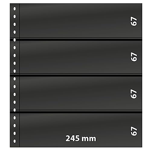 LINDNER Das Original Omnia Einsteckblatt mit 4 Streifen (67 mm) pro Seite, schwarz, 10er-Packung von LINDNER Das Original