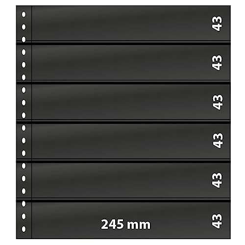 LINDNER Das Original Omnia Einsteckblatt mit 6 Streifen (43 mm) pro Seite, schwarz, 10er-Packung von LINDNER Das Original