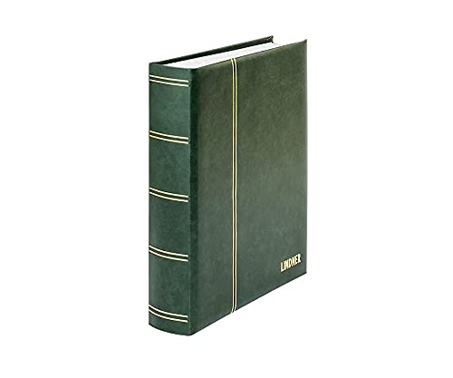 LINDNER Das Original Einsteckbuch ELEGANT, grün, wattiert, 60 weiße Seiten, durchgehende Pergamin-Streifen, 230 x 305 mm von LINDNER Das Original