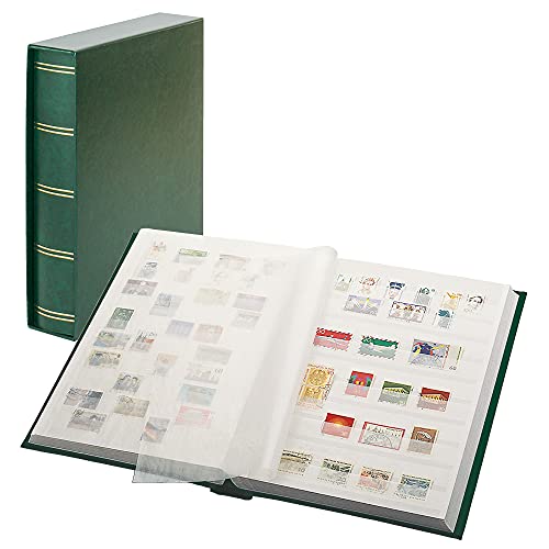 Lindner 1162SK-G Einsteckbuch Elegant Grün, mit 60 Weißen Seiten und Passender Schutzkassette von Lindner