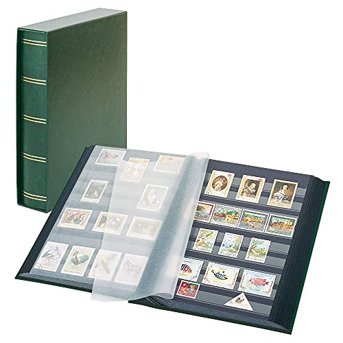 Lindner 1169SK-G Einsteckbuch Elegant Grün, mit 60 Schwarzen Seiten und Passender Schutzkassette von Lindner