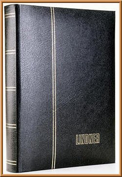LINDNER Das Original Einsteckbuch ELEGANT Leder, schwarz, wattiert, 60 Schwarze Seiten, durchgehende Klarsichtfolien-Streifen, 230 x 305 mm von LINDNER Das Original