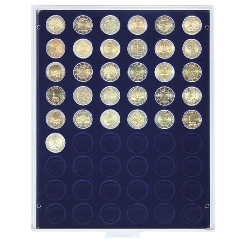 LINDNER Das Original Münzbox Marine mit 54 runden Vertiefungen für Münzen mit Ø25,75 mm, z.B. für 2 Euro-Münzen LINDNER Das Original Münzbox Marine mit 54 runden Vertiefungen für Münzen mit Ø25,75 mm, z.B. für 2 Euro-Münzen von LINDNER Das Original