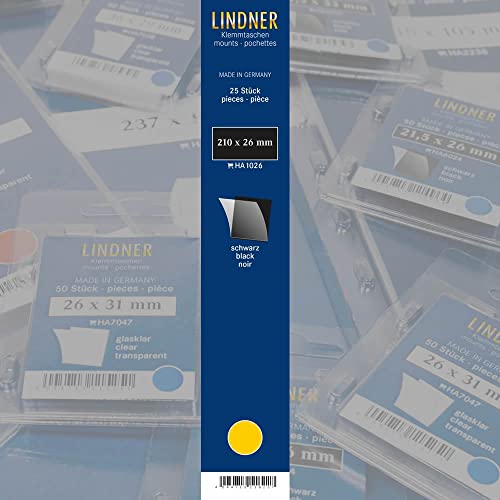 Lindner 25 Stück Klemmstreifen Länge 210 mm - in 24 verschiedenen Höhen und 2 Farben zur Auswahl (26 mm, Schwarz) von Lindner