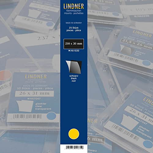 Lindner 25 Stück Klemmstreifen Länge 210 mm - in 24 verschiedenen Höhen und 2 Farben zur Auswahl (30 mm, Schwarz) von Lindner