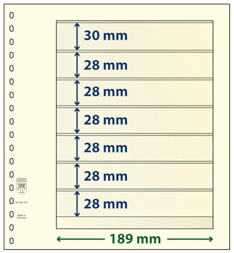 LINDNER Das Original T-Blanko-Blätter mit 7 Streifen: 28 mm - 10er-Packung von LINDNER Das Original