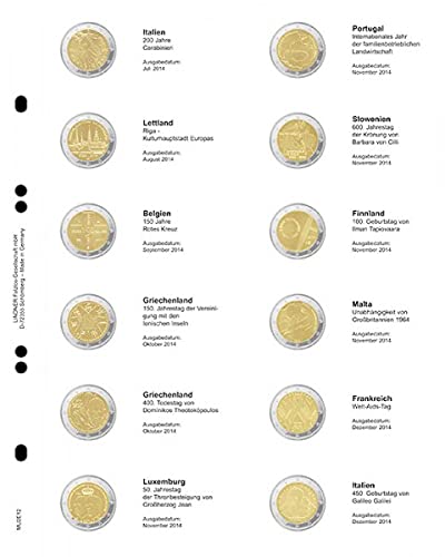 Lindner MU2E12 Multi collect Vordruckblatt fürt 2 € Gedenkmünzen: Italien Juli 2014 - Italien Dezember 2014 von LINDNER Das Original
