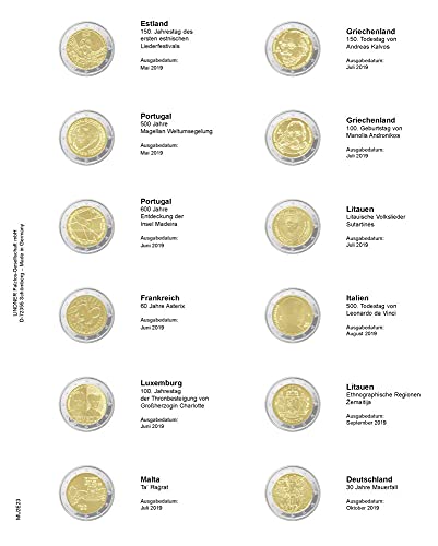 Lindner MU2E23 Multi Collect Vordruckblatt für 2 €URO-Gedenkmünzen: Estland 2019 - Deutschland 2019 von Lindner