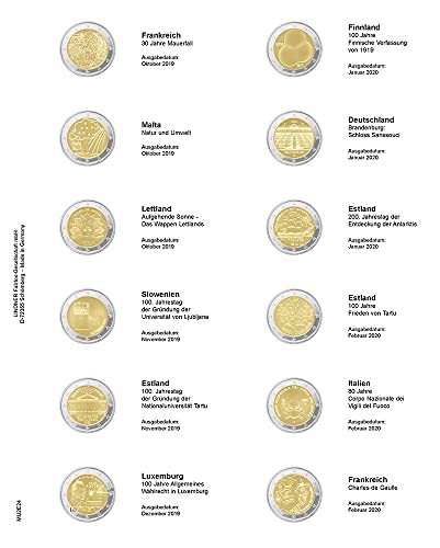 Lindner MU2E24 Multi Collect Vordruckblatt für 2 €URO-Gedenkmünzen: Frankreich 2019-2020 von Lindner