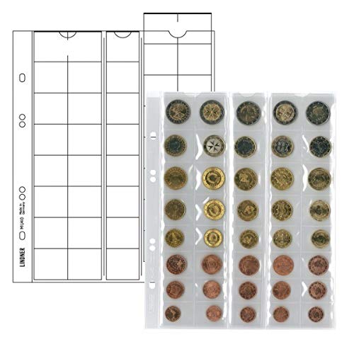 Lindner MU40 Multi Collect Münzblätter UNIVERSAL für 5 Euro-Kursmünzensätze mit je 8 Münzen-schwarz von LINDNER Das Original