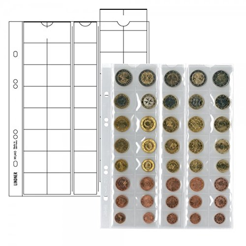 Lindner Multi Collect-MÜNZBLÄTTER inkl. rote oder Schwarze Zwischenblätter 1 oder 5 STK. zur Wahl (Rot, 5 x €-Kursmünzensatz - per 1 STK. MU40R) von Lindner
