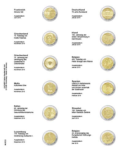 Lindner Multi Collect Vordruckblatt für 2 Euro-Gedenkmünzen: Frankreich 2018 - Belgien 2019 (MU2E22) von Lindner