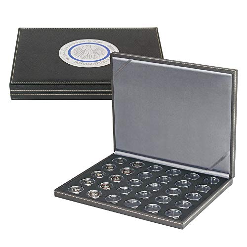 Lindner Sonderedition - Münzkassette NERA M Black SAMT für 30 verkapselte deutsche 5 Euro-Sammlermünzen, inkl. Münzkapseln von Lindner