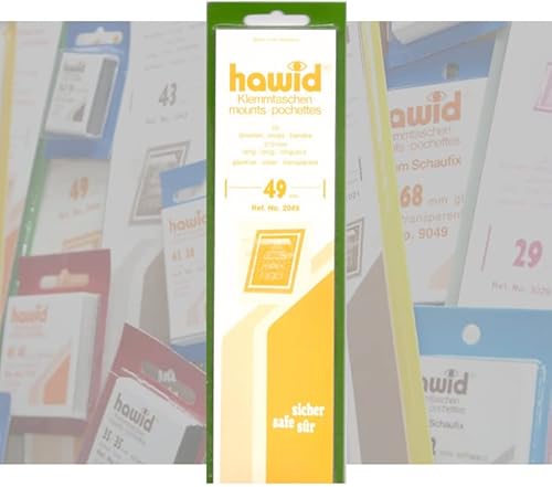 Die letzten hawid® Klemmtaschen nach hawid® Betriebseinstellung, je 25 Streifen Länge 210 mm - in 24 verschiedenen Höhen und 3 Farben zur Auswahl (Glasklar, 49 mm) von Lindner