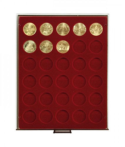 LINDNER Das Original Münzbox RAUCHGLAS mit 30 runden Vertiefungen für Münzen mit Ø34 mm von LINDNER Das Original