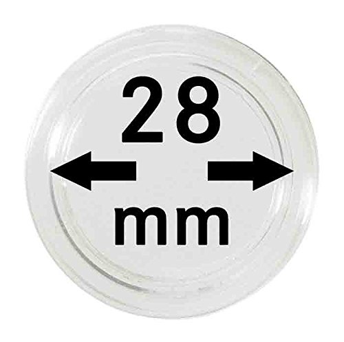 Münzenkapseln 28 mm (10 Stück) (Lindner 2250028), hochwertiges Polystyrol mit extrem kratzfester Oberfläche - Innen-Durchmesser: 28 mm (2250028) von Lindner