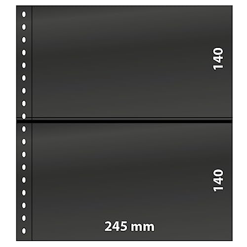 LINDNER Das Original Omnia Einsteckblatt mit 2 Streifen (140 mm) pro Seite, schwarz, 10er-Packung von LINDNER Das Original