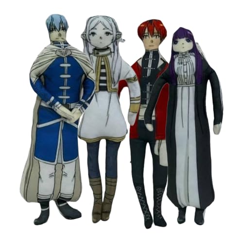 Linfemy Frieren Plüschfigur, 26 cm, PP-Baumwolle, Anime-Actionfigur, Weihnachten, Plüsch, drehbar, eingebauter Draht, lustige Geschenke für Fans, 4 Stück von Linfemy