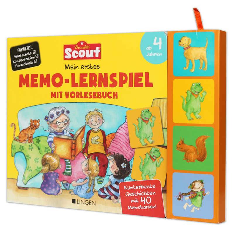 Scout: Mein erstes Memo Lernspiel mit Vorlesebuch - Kunterbunte Geschichten mit 40 Memokarten! von Lingen