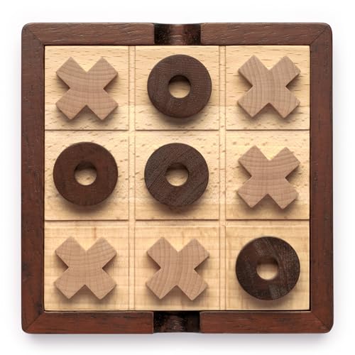 Lingle 14 cm luxuriöses Tic Tac Toe-Spiel aus Holz, klassisches Brettspiel für Familienaktivitäten, elegante Tischdekoration für Wohnzimmer, perfekt für Innen- und Außenspaß von Lingle