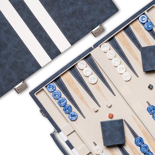 Lingle 38,1 cm Backgammon-Sets für Erwachsene, klassisches Brettspiel mit faltbarem Leder-Backgammon-Etui, Leder-Außenseite und Samt-Innenseite, tragbares Reisespiel-Set Lingle 38,1 cm Backgammon-Sets für Erwachsene, klassisches Brettspiel mit faltbarem Leder-Backgammon-Etui, Leder-Außenseite und Samt-Innenseite, tragbares Reisespiel-Set von Lingle