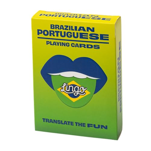 Brasilianische Portugiesische Lingo Spielkarten | Reise-Lernkarten | Lernen Sie brasilianischen Wortschatz auf lustige und einfache Weise | 52 wichtige Übersetzungen von Lingo