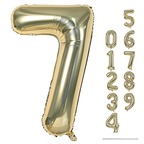 101cm Champagner Gold Luftballon Zahl 7, 40" Groß Gold Folienballon Zahlen 7, Zahlenballon 7. Geburtstag für Mädchen Junge, Hell Gold Helium 7 Ballon zum Mann Frau Geburtstagsdeko Jubiläum Party Deko 101cm Champagner Gold Luftballon Zahl 7, 40" Groß Gold Folienballon Zahlen 7, Zahlenballon 7. Geburtstag für Mädchen Junge, Hell Gold Helium 7 Ballon zum Mann Frau Geburtstagsdeko Jubiläum Party Deko von Lingqiang