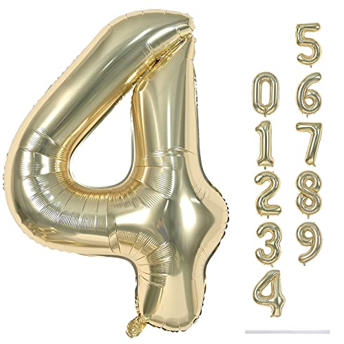 40 Zoll Luftballon 4 Geburtstag Hell Gold, 101cm Champagner Gold Folienballon Zahl 4, Gold Zahlen 4. Geburtstagsdeko Ballon für Mädchen Junge, Helium Zahlenballon 4 Deko zum Frau Jubiläum Party 40 Zoll Luftballon 4 Geburtstag Hell Gold, 101cm Champagner Gold Folienballon Zahl 4, Gold Zahlen 4. Geburtstagsdeko Ballon für Mädchen Junge, Helium Zahlenballon 4 Deko zum Frau Jubiläum Party von Lingqiang