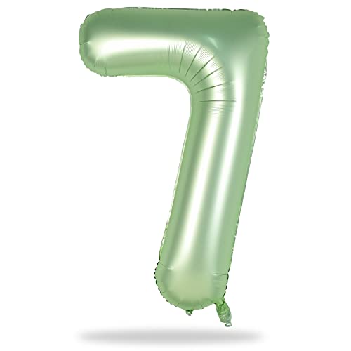 40 Zoll Luftballon 7 Geburtstag Salbeigrün, 101cm Retro Grün Folienballon Zahl 7, Olivgrün Zahlen 7. Geburtstagsdeko Ballon für Mädchen, Helium Zahlenballon 7 Dschungel Deko zum Frau Jubiläum Party von Lingqiang