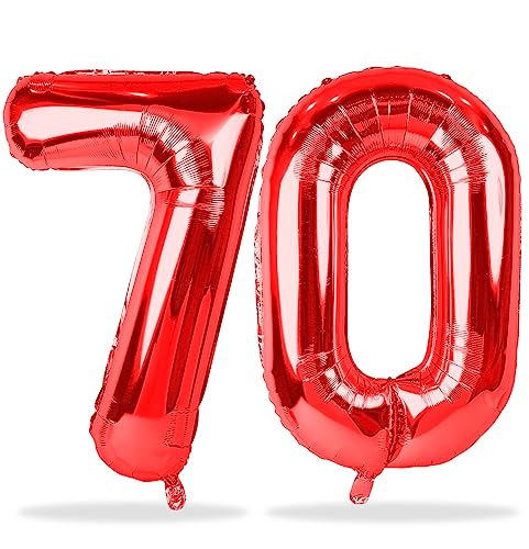 40 Zoll Zahlen Luftballon 70, 101cm Rot Folienballon Zahl 70 Helium Ballons, Riesen Nummer 7& 0 Ballon 70. Geburtstag Luftballons für Mann Frauen 70. Geburtstagsdeko Jubiläum Party Deko von Lingqiang