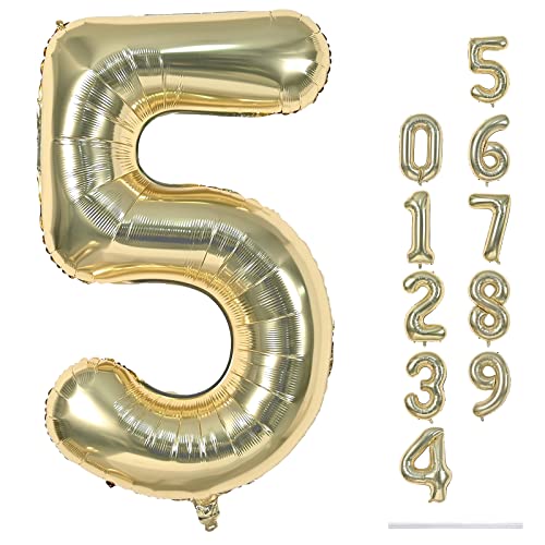 Champagner Gold Folienballon Zahl 5, 101cm Hell Gold Zahlenballon 5 für Mädchen Junge, Gold Zahlen Luftballon 5. Geburtstag Helium Ballon 5 für Frau Mann Geburtstagsdeko Jubiläum Silvester Party Deko Champagner Gold Folienballon Zahl 5, 101cm Hell Gold Zahlenballon 5 für Mädchen Junge, Gold Zahlen Luftballon 5. Geburtstag Helium Ballon 5 für Frau Mann Geburtstagsdeko Jubiläum Silvester Party Deko von Lingqiang